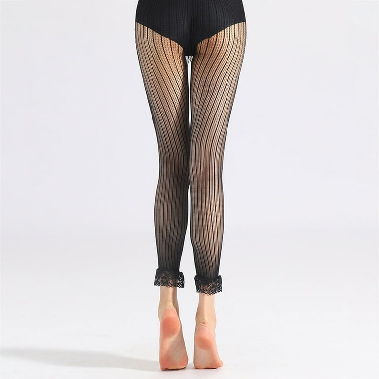 TINYSOME Women Mesh Footless Tights Floral Striped Patterned Sheer