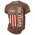 thumbnail image 2 of 250th Anniversary USA Shirt Men Short Sleeve Breathable American Flag T-Shirt 4th of July Shirts for Men Brown XXL, 2 of 5