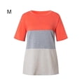 thumbnail image 2 of Femmes T-shirt Couleur Bloc Manches Courtes Fille Short Top Col Rond, Rouge Coloré, M, 2 of 7