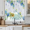 thumbnail image 6 of Blue Hydrangea Floral Swag Curtains for Kitchen/Bedroom/Living Room, Spring Butterfly Watercolor Flower Scalloped Curtains 63 Inch Long, Window Swag Topper Curtains Valances 2 Panels Set 36"x63", 6 of 8