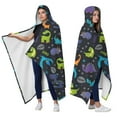 thumbnail image 2 of Wearable Blanket,DarkBlue Cartoon Dinosaurs Text Pattern Hooded Wearable Flannel Blanket for Adults & Teens,Winter Poncho Shawl Wrap Cape Cozy Anti-Pill,50"x60", 2 of 5