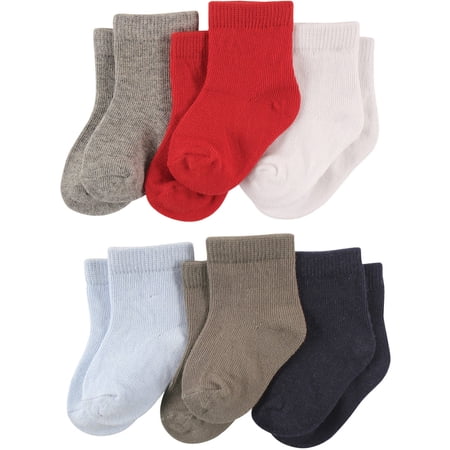 Newborn Baby Boys Solid Crew Socks 6 Pack