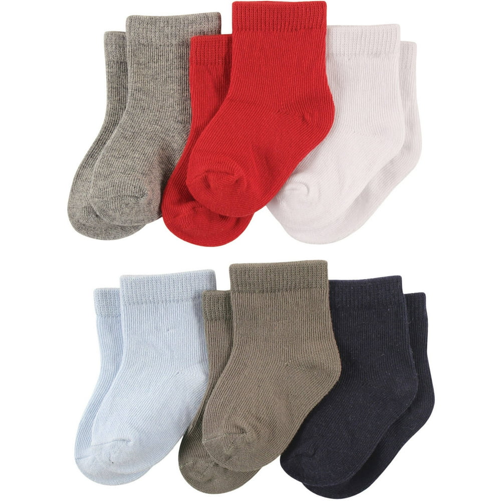 Luvable Friends Newborn Baby Boys Solid Crew Socks 6 Pack Walmart