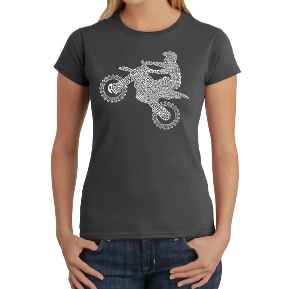 LA Pop Art Women's Word Art T-Shirt - Freestyle Motocross - FMX