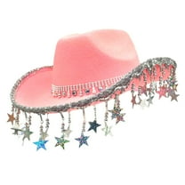 WEGFTDUOP Christmas Decor Western Cowboy Hat Sparkling Women's Cowboy Hat With Five Pointed Star Tassels Cowboy Party Hat Christmas Party Hat Holiday Products