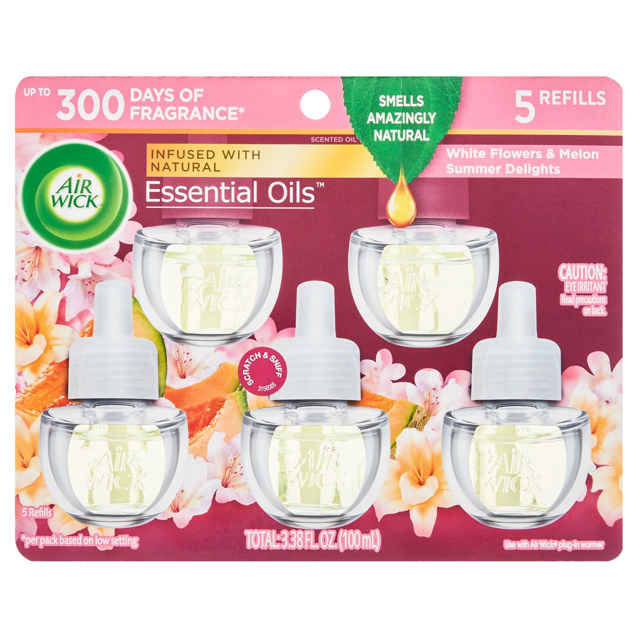 Air Wick Plug-In Scented Oil Air Freshener Warmer Refills, Summer Delights, 5 Count