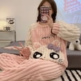 thumbnail image 4 of Conjunto de Pijama largo de franela para mujer, ropa de dormir de lana de Coral gruesa, ropa de dormir de dibujos animados para chica linda, moda de otoño e invierno, 4 of 5