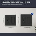 thumbnail image 2 of 2-Gang Screwless Decorative Wall Plates, Mid-Size 4.88" height x 4.94" length Unbreakable Thermoplastic Faceplate Cover for Decorator Receptacle Outlet & Switch, UL Listed (5 Pack, Black), 2 of 8