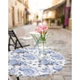 thumbnail image 6 of Summer Ocean Sea Shell Flower Fitted Round Tablecloths Elastic Edged Table Covers 36"-44",Seamless Conch Nautilus on White Waterproof Dining Room Kitchen Table Cloth for Holiday Party Tables Decor, 6 of 8