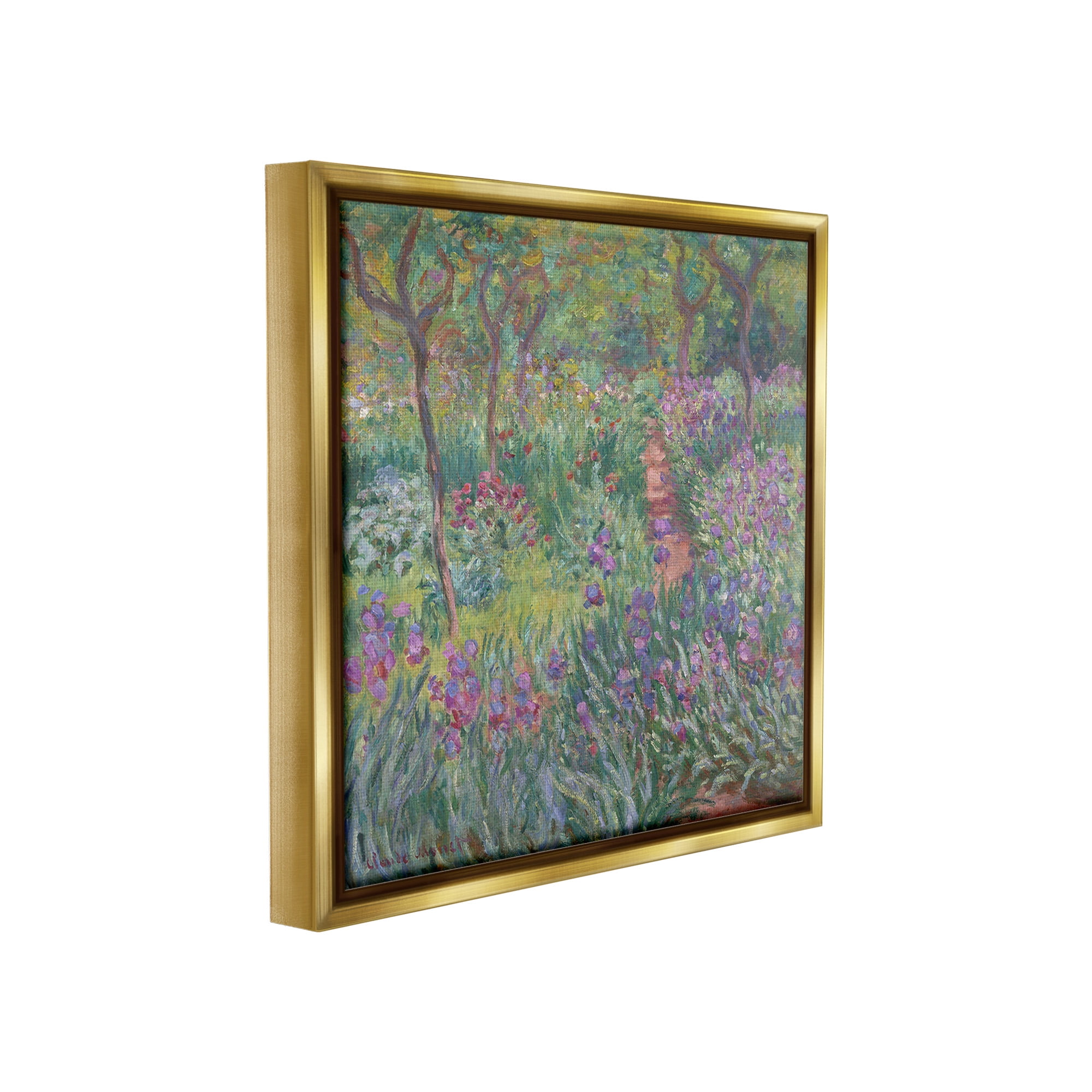 Stupell Industries Lavender Garden Path Landscape Painting Gold Floater Framed Canvas Art Print Wall Art, 25 x 25