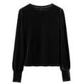 thumbnail image 7 of SwiftWear Women's Velvet Puff Sleeve Blouse Casual Long Sleeve Shirt Holiday Elegant Tunic Top Trendy Dressy​ Black, 7 of 7