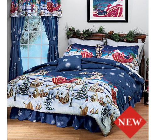 Christmas Themed Santa Claus Twin Size Comforter Set (3 Piece Bedding) - Walmart.com - Walmart.com