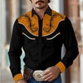 thumbnail image 3 of Camisa de hombre estilo retro occidental con estampado floral 2024, informal, para exteriores, calle, uso diario, primavera y verano, con solapa, manga larga, color negro, tallas S a 5XL, tejido elást, 3 of 5