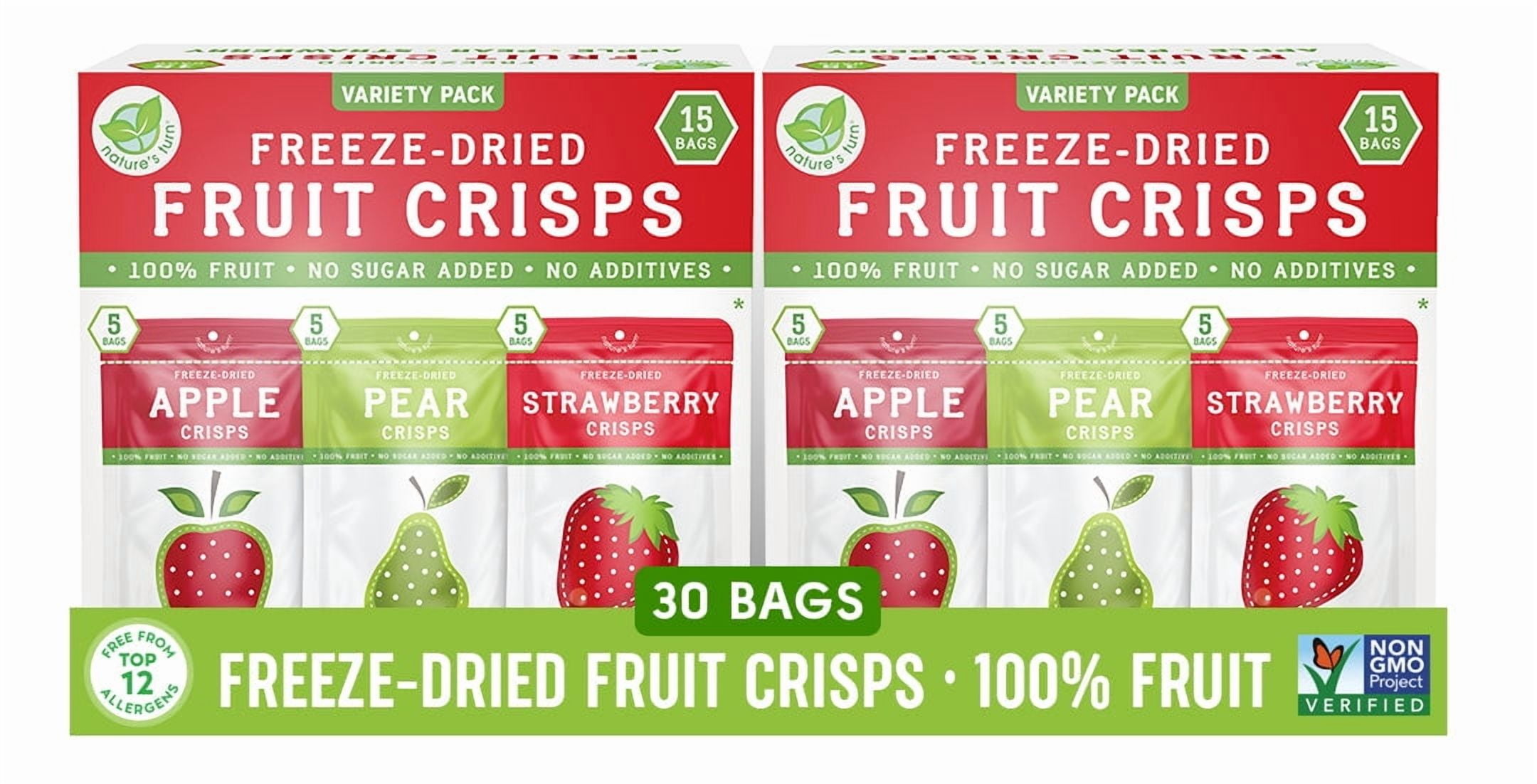 Nature’s Turn Freeze-Dried Fruit Crisps Variety Pack, No Added Sugar, Healthy Natural Fruit Crisp Snack for School Lunches, Lunchbox Snack Variety Bags of 15 (0.35 oz Each)