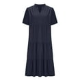 thumbnail image 3 of Drses‌‌ ‌‌‌‌‌‌‌‌‌‌‌‌‌‌Women's V Neck Short Sleeve Summer Dress with Pockets - Flowy Ruffle Tiered A-Line Sundress for Casual Beach, 3 of 4