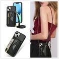 thumbnail image 2 of Nalacover for iPhone 14 Zipper Wallet Case,Luxury Premium PU Leather Back Soft TPU Magnetic Buckle Flip Card Pocket Shockproof Slim Cover with Adjustable Crossbody Shoulder Strap,Black, 2 of 14