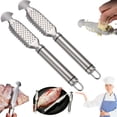 thumbnail image 1 of 2-in-1 Stainless Steel Fish Scaler + Ginger Grater – Fast & Easy Fish Cleaning Tool, Multifunction Stainless Steel Fish Scaler Remover, Heavy Duty Rustproof Fish Scale Scraper for Kitchen Home (2pcs), 1 of 8