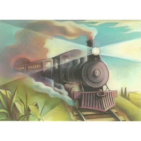 Train With Headlight On Greeting Card