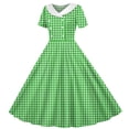 thumbnail image 3 of Mitankcoo Girls Plaid Dresses Double Button Short Sleeve A-Line Dress for Daily Casual Summer 5-14Y, 3 of 6