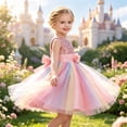 thumbnail image 3 of Toddler Girls Sparkly Sequin Rainbow Tulle Dress Soft Cotton Lining Flower Waist Princess Gown for Special Occasion Photoshoot Halloween, 3 of 6