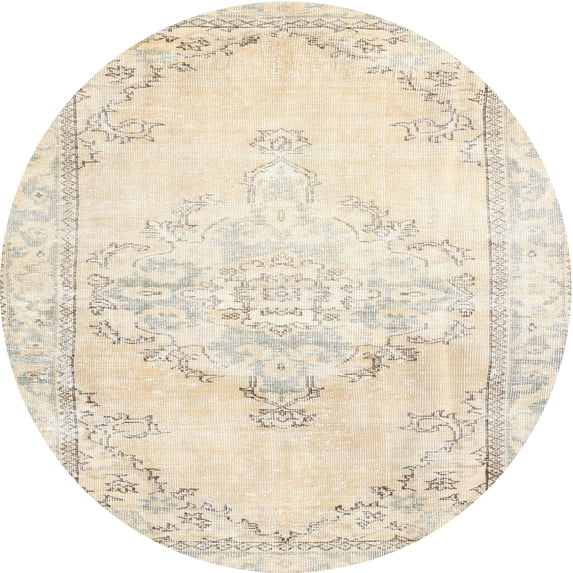 Ahgly Company Indoor Round Traditional Beige Persian Area Rugs, 3' Round