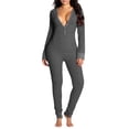 thumbnail image 1 of Gureui Women's Sleeping Romper, Christmas Pajamas, Long Sleeve V-Neck Printed Loose Detachable Crotch Elastic Slimming Jumpsuit Home Clothes,S-M-L-XL, 1 of 3