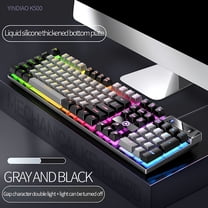 GJX Gaming Keyboard USB Wired Floating Keyboard, Ergonomic Water Mechanical Feeling Keyboard, Ultra-Slim LED Backlit Keyboard for Desktop, Computer Black