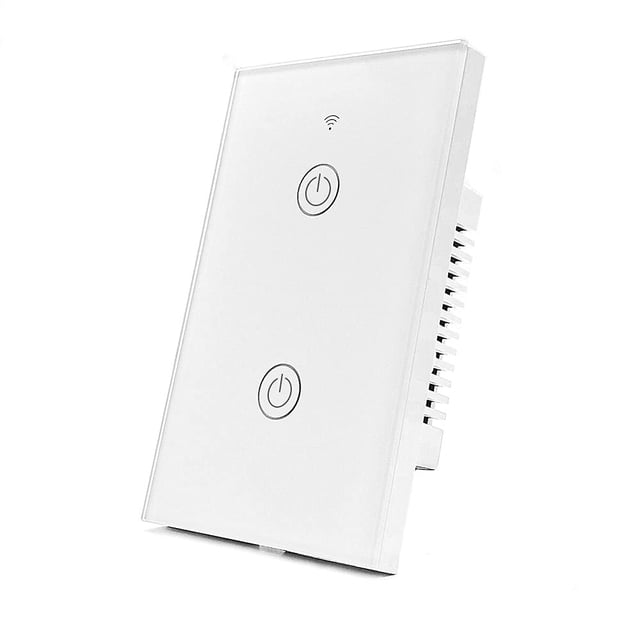 Apagadores Inteligente,WiFi Interruptor de Pared (Requiere Línea Neutra), Control Remoto, APP Smart Life/Tuya, Compatible con Google Home y IFTTT,2.4G WiFi No Requiere Hub (2 Gan