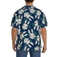 thumbnail image 3 of KLL Cute Rabbit Print Men's Shirt Short Sleeve Button Down Summer Cuba Beach Shirts- Large, 3 of 5