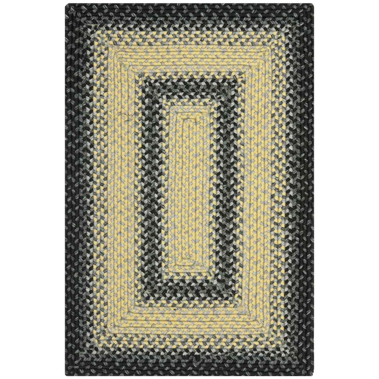SAFAVIEH Braided Neville Colored Bordered Area Rug, Black/Grey, 9' x 12' Oval