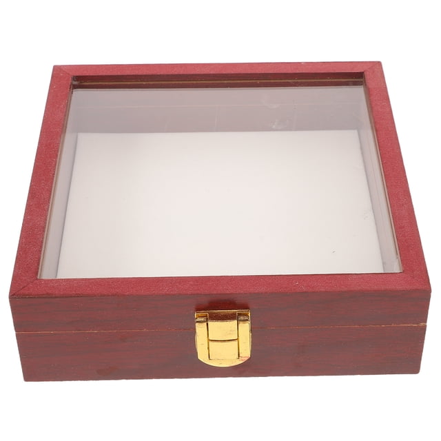 Raindrops Shadow Boxes Display Cases Pack Coffee Wood Square Frame with Clear Acrylic Lid for Home Specimens