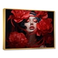 thumbnail image 2 of Designart "Woman Portrait with Flowers in Black and Red" Fashion Framed Wall Art - Glam Red Fashion Woman Bedroom Framed Canvas Wall Art, 2 of 6