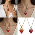 thumbnail image 2 of LIANXUE Strawberry Shape Pendant Necklace Fruit Necklace Stainless Steel Texture Fashion Neck Jewelry Suitable for Fashion Lover, 2 of 12