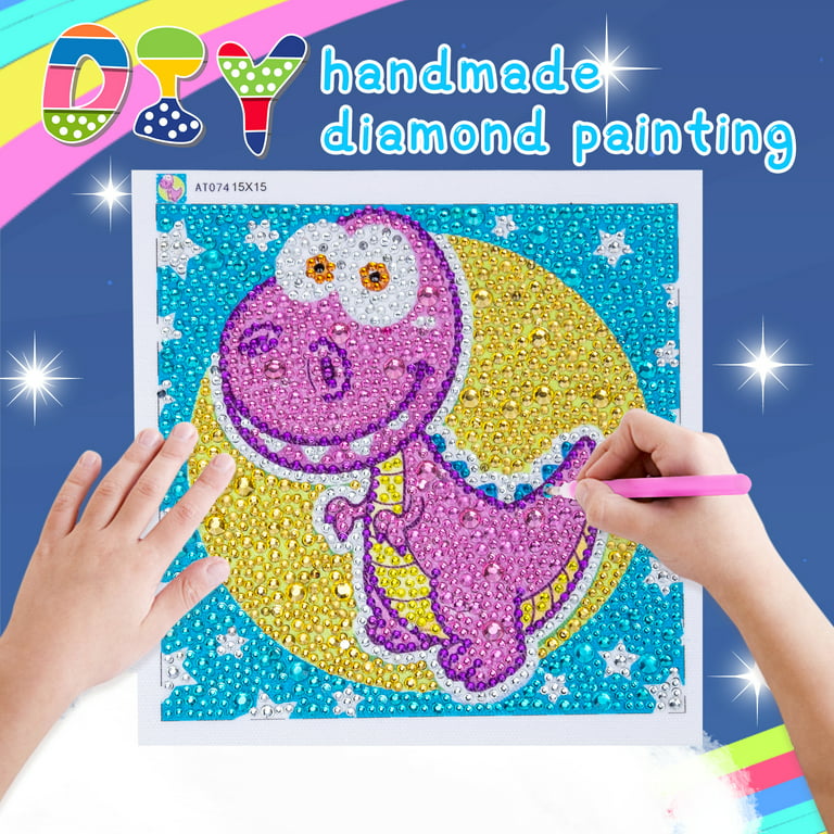 Toy for 6 7 8 9 Year Old Boys, Dinosaur Gifts for Kids, Wooden Frame Diamond Painting Kits Art and Crafts for Boy Girls Age 8 9 10 Kids Painting Kit