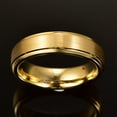 thumbnail image 2 of 6mm Gold Plated Tungsten Carbide Wedding Rings for Men Women Brushed Finished Polished Step Edges Size 6 - 12, 2 of 5