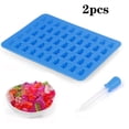 thumbnail image 1 of Moldes de silicona para cubitos de hielo y dulces con forma de ositos de goma, juego de 4 moldes para ositos de goma y 2 goteros para chocolate, gelatina, jarabe y jabón, 1 of 6