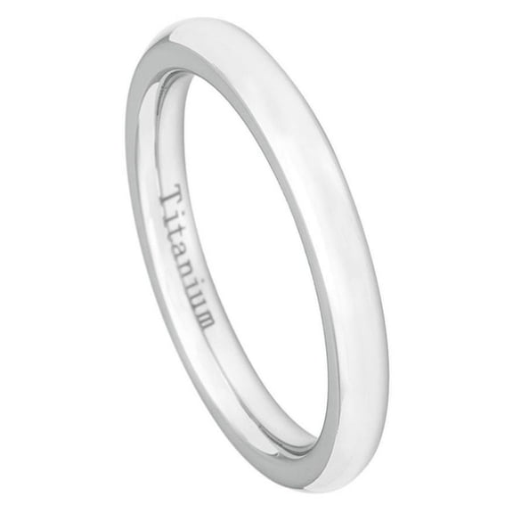 Custom Personalized Engraving Wedding Band Ring Set for Him & Her Titanium Band 3mm White Titanium Classic Domed Ring