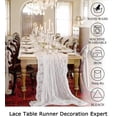 thumbnail image 7 of 14x120-Inch Farmhouse Table Runner - White Lace Runners with Scalloped Edges | Rustic Boho Linen for Wedding, Party, Banquet & Christmas Decor, 7 of 7