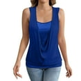 thumbnail image 6 of Hueook Plus Size Tank Tops For Women Solid Color Sleeveless V-neck Sequined Milk Silk Patchwork Fashionable Temperament Top Blue 2X, 6 of 8