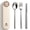 Light Yellow, variant on 4 Pcs Cute Cartoon Travel Utensils Set, Food Grade 18/8 Stainless Steel Reusable Silverware Kit with Cartoon Storage Case, Dishwasher Safe Fork Spoon Chopsticks for School Camping Picnic