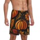 thumbnail image 2 of Balery Autumn Pumpkin Leaves Pantalones cortos de pijama de punto de algodón para hombre con cinturilla y bolsillos-3X-Large, 2 of 6