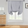 thumbnail image 2 of Haperlare Kitchen Curtain 42"W x 63"L Buffalo Check Adjustable Tie Up Curtain Farmhouse Rod Pocket Window Curtain for Living Room, Gray White, 1 Set, 2 of 6