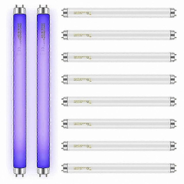 10-Pack Replacement Bulbs for Indoor Insect Zappers, 10W T8 F10W 13-Inch Light Tubes