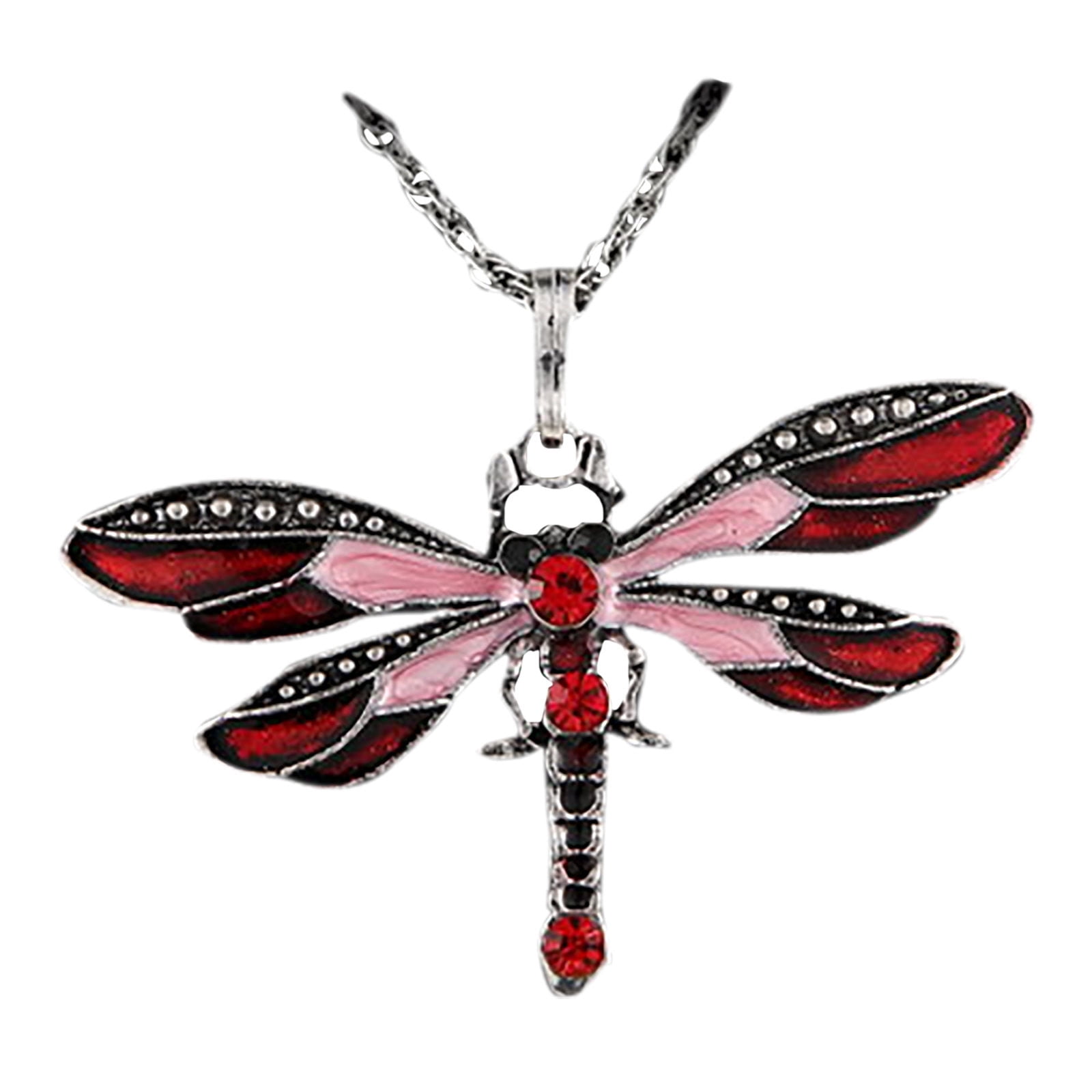 Fashion 18K Gold Dragonfly Rose Red Fire Opal Charm Pendant Necklace Chain NEW ！