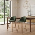 thumbnail image 2 of Homy Casa Set of 2 24.4" Swivel Bar Stools, Green Fabric Counter Chairs for Kitchen Island & Home Bar, 2 of 7