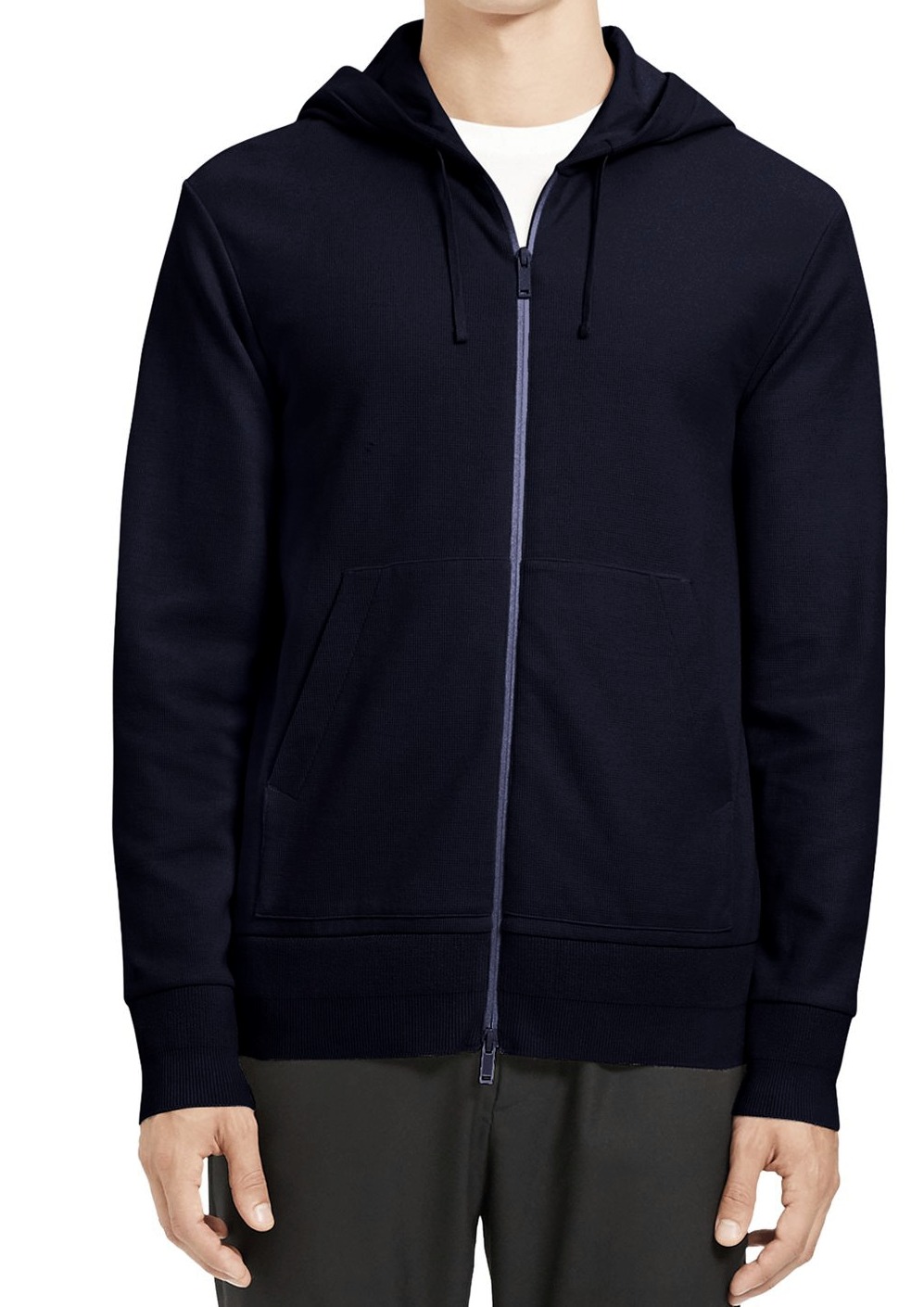 men's waffle knit zip hoodie