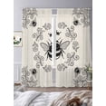 thumbnail image 2 of Vintage Bees Crowns Sheer Curtains 96 Inch Length 2 Panels Set, Rustic Leaves Rings Burlap Voile Window Treatment Semi Sheer Long Curtains Drapes for Bedroom/Living Room/Kitchen 52"x96"x2, 2 of 7