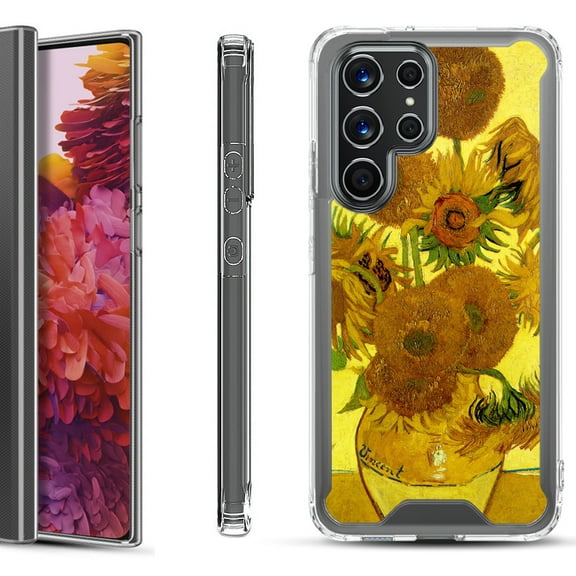 Shockproof Bumper Phone Case for Samsung Galaxy S22 Ultra 5G, by OneToughShield ® - Sunflower