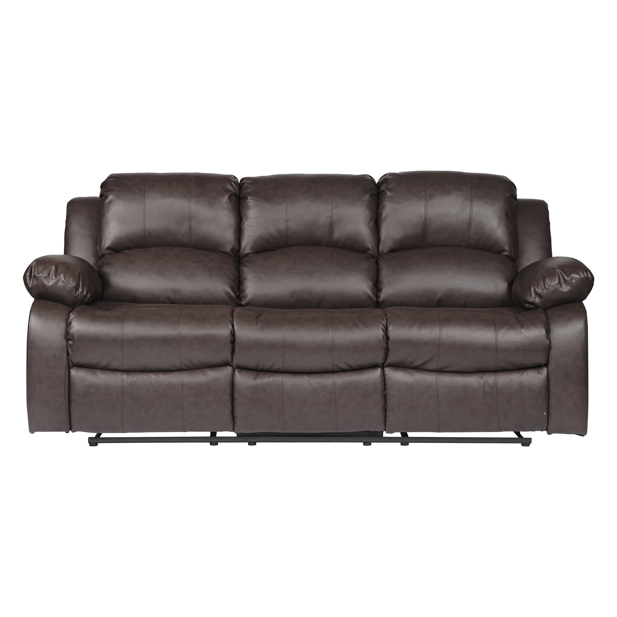 Bianca 83 in. W Pillow Top Arm Faux Leather Straight Double Reclining ...