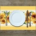 thumbnail image 3 of Linen Watercolor Sunflower Placemats Set of 4 Spring Table Mats Spring Farmhouse Sunflower Decorations and Supplies for Home Kitchen Table-12×18'''', 3 of 5